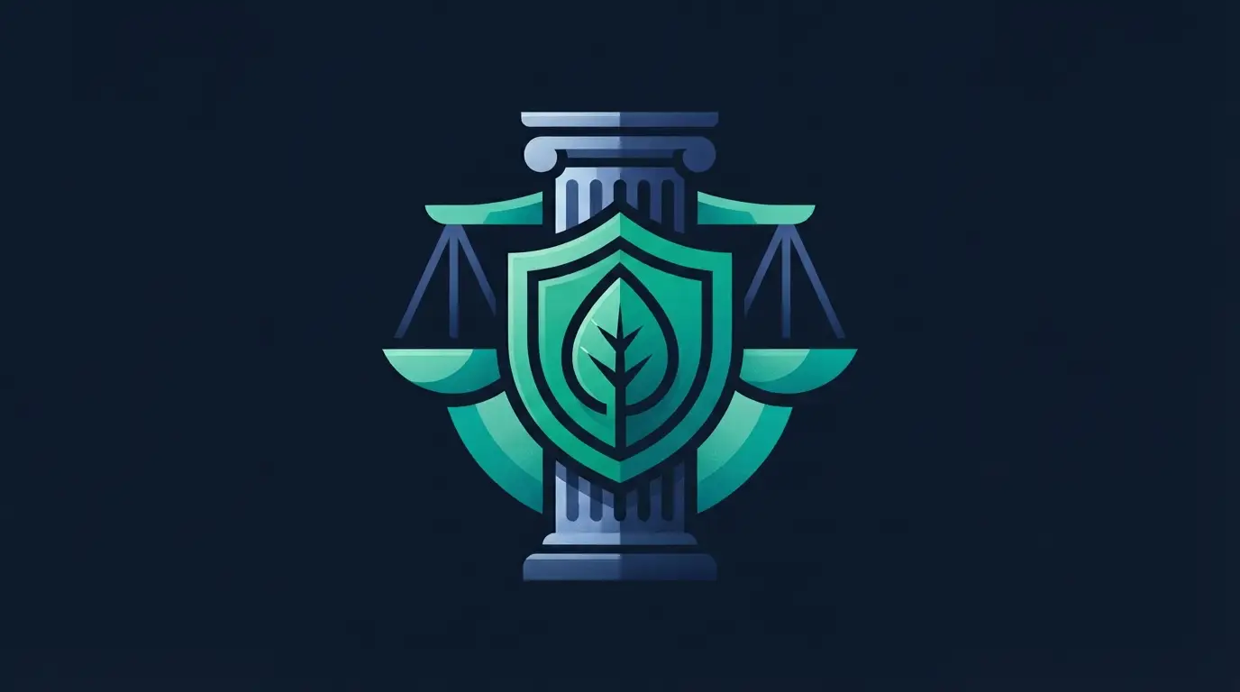 Balance de justice fusionnée avec une colonne et un bouclier feuille